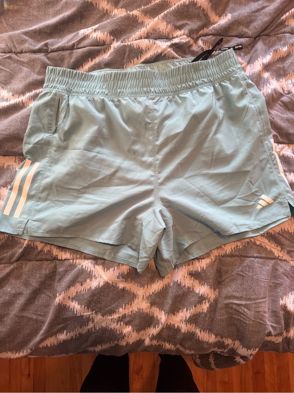 adidas Pale Aqua mint green Women's Athletic Shorts with White Stripes
